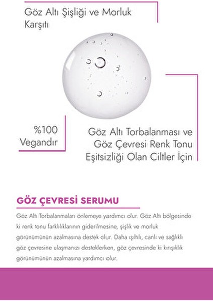 Göz Çevresi Serumu Şişlik ve Morluk Giderici 20 ml Caffeine ve Hyalüronik Asit İçerir indirimleri