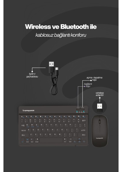Tablet ve Telefonlar Için Bluetooth - Wireless Klavye ve Mouse Set fiyatları