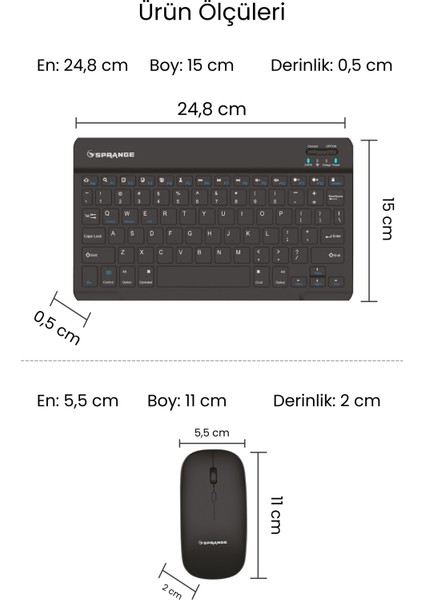 Tablet ve Telefonlar Için Bluetooth - Wireless Klavye ve Mouse Set fırsatları