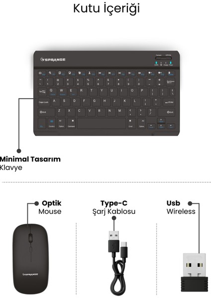 Tablet ve Telefonlar Için Bluetooth - Wireless Klavye ve Mouse Set indirimleri