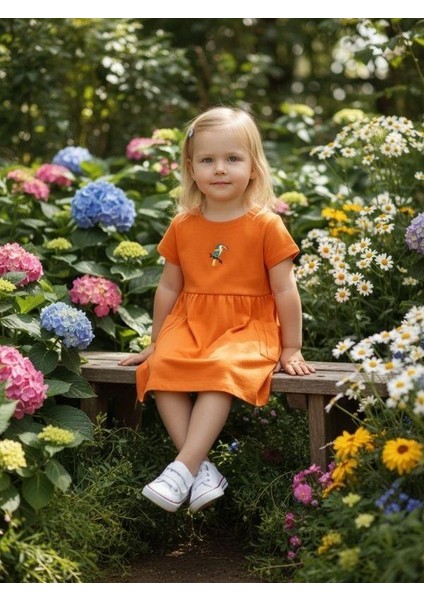 Kız Bebek Papağan Desenli Pamuklu Elbise modelleri