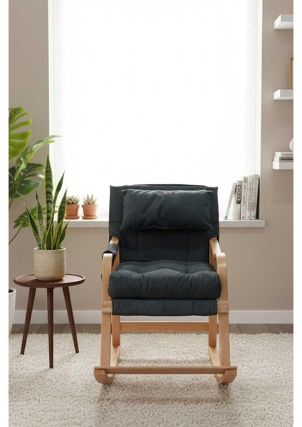 Paşa Ahşap Sallanan Sandalye, Çıkartılabilir Kılıflı Minderli, Boyun Yastıklı Dinlenme Koltuğu Emzirme Koltuğu Füme fiyatları