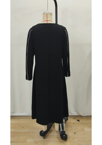 Kadın Uzun Kollu Bisiklet Yaka Midi Modal Elbise