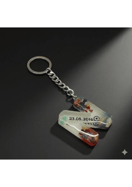 N Harfi - Kişiye Özel - Epoksi Reçine Anahtarlık - El Yapımı - Çelik Tokalı indirimleri