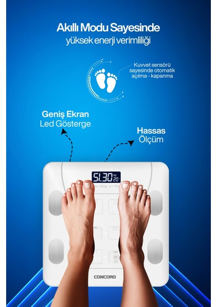 Dijital Baskül Yağ Su Kas Vücut Kitle Endeksi Kilo Ölçer 2 Ad Pil Hediyeli Smartness Tartı modelleri