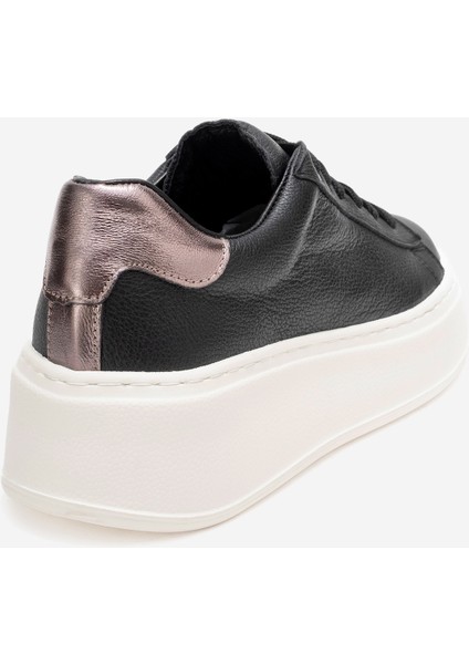 Gueno Siyah Cilt Deri Kadın Spor Ayakkabı modelleri