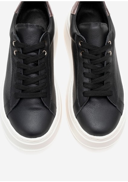 Gueno Siyah Cilt Deri Kadın Spor Ayakkabı fırsatları