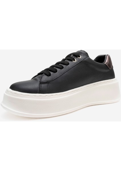 Gueno Siyah Cilt Deri Kadın Spor Ayakkabı indirimleri