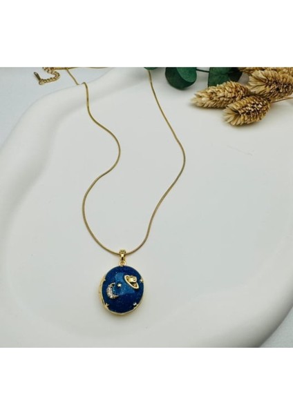 Gezegen Mavi Acılır Kapanır Resim Koyulabilen Gold Kolye Paslanmaz Çelik fırsatları