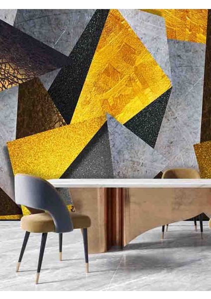 3 Boyutlu Taş Prizma Desenli Silinebilir Tekstil Duvar Kağıdı