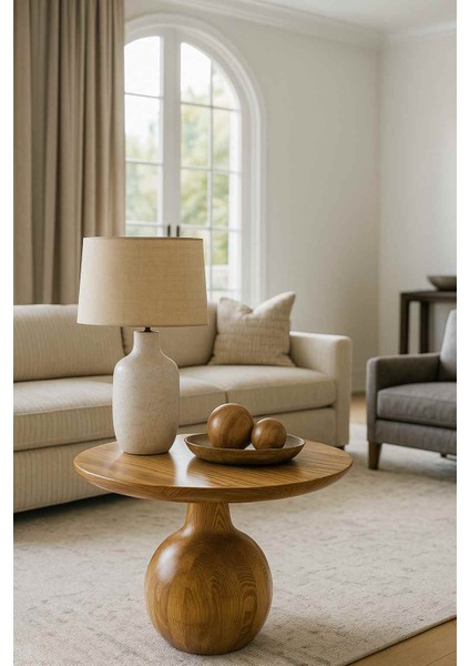 Rustik Tütün Renk Mantar Sehpa – Ahşap Orta Sehpa