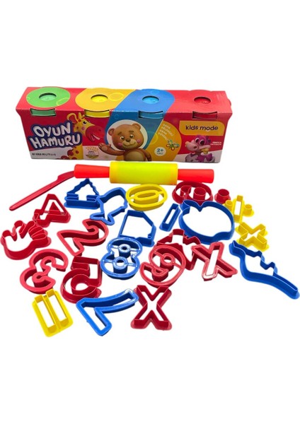 Oyun Hamuru 4 Renk & 26'lı Kalıplar Seti
