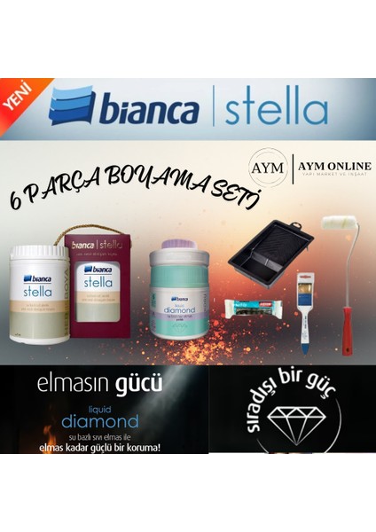 Stella Diamond 6 Parça Boyama Seti (Ekstra Koruma Elmas Kadar Güçlü)