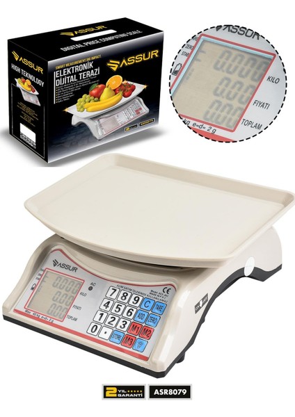 Akülü Dijital Mutfak Terazisi 2 gr 40 kg Şarjlı Hassas Ölçüm Tartı Hassas Terazi