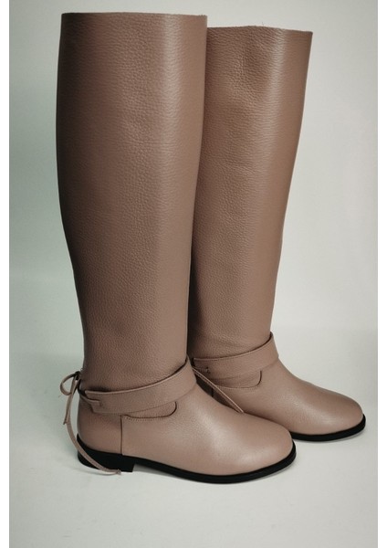 Kadın Hakiki Deri Körüklü Yarım Astar Pudra Floter Çizme fiyatları