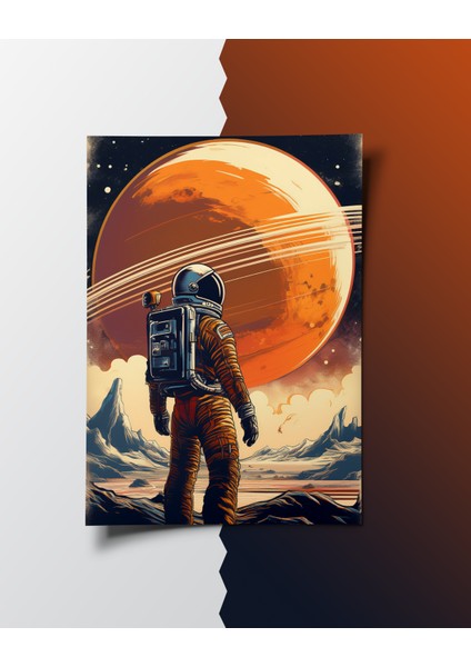 Rosa Art Çerçevesiz Poster | Vintage Astronot ve Mars Gezegen Posteri,uzay,ölçü Seçenekli,duvar Dekorasyonu fiyatları