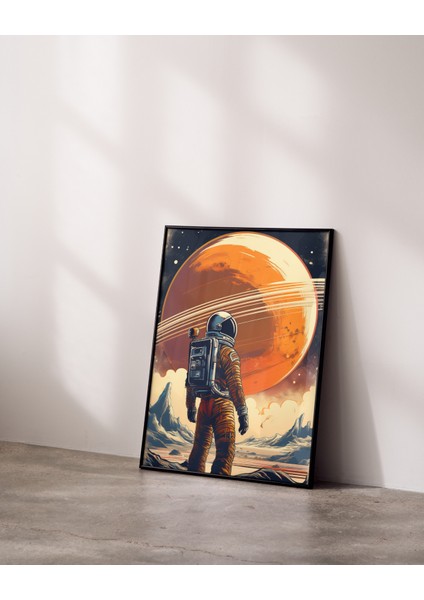 Rosa Art Çerçevesiz Poster | Vintage Astronot ve Mars Gezegen Posteri,uzay,ölçü Seçenekli,duvar Dekorasyonu
