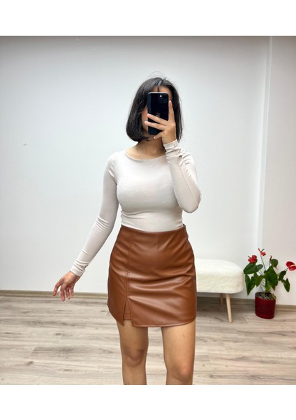 Deri Şortlu Mini Etek modelleri