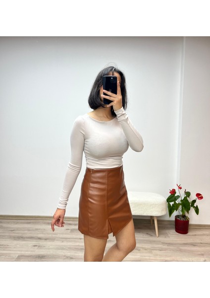 Deri Şortlu Mini Etek fırsatları