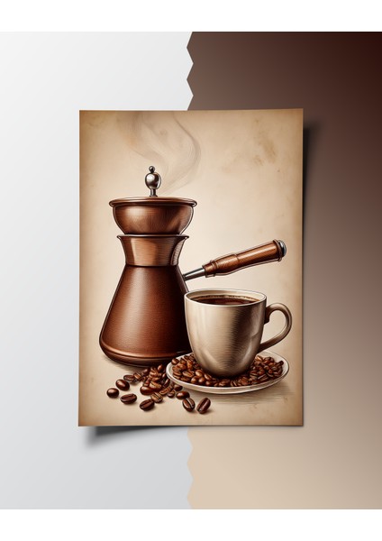 Çerçevesiz Poster,vintage Türk Kahvesi Cezve ve Fincan Duvar Poster,kahve Çekirdeği Konsepti fiyatları
