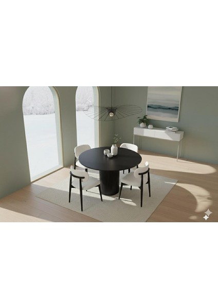 Modern Ahşap Yuvarlak Zenit Yemek Masası Takımı – 4 Kişilik, Zarif ve Dayanıklı Tasarım fiyatları