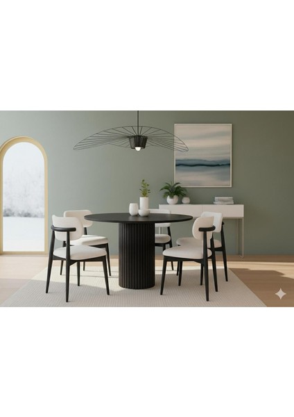 Modern Ahşap Yuvarlak Zenit Yemek Masası Takımı – 4 Kişilik, Zarif ve Dayanıklı Tasarım modelleri