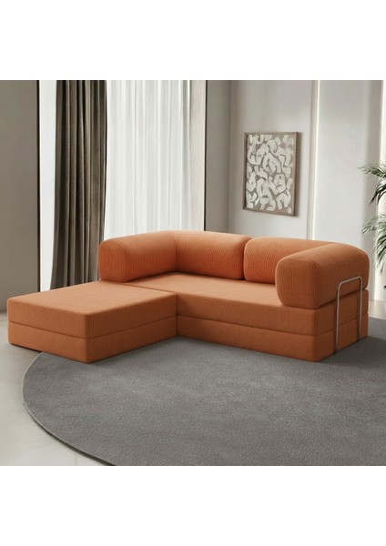 Yıkanır Silinir Pratik Kanepe 100X200 ve 100X100 Puf | Fitilli Kadife Kumaş Yer Yatağı & Koltuk