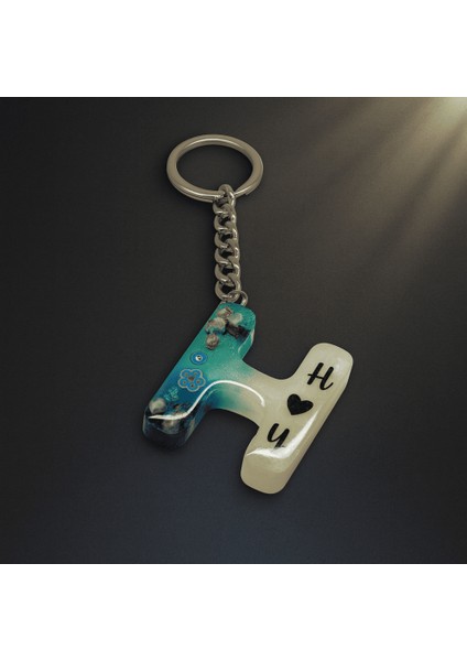 H Harfi - Kişiye Özel - Epoksi Reçine Anahtarlık - El Yapımı - Çelik Tokalı fırsatları