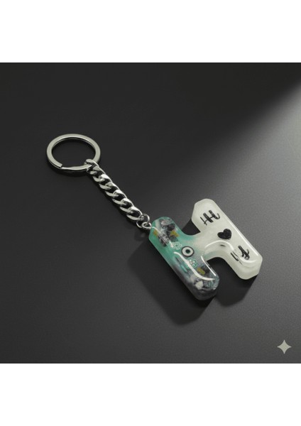 H Harfi - Kişiye Özel - Epoksi Reçine Anahtarlık - El Yapımı - Çelik Tokalı indirimleri