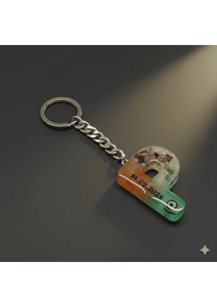 P Harfi - Kişiye Özel - Epoksi Reçine Anahtarlık - El Yapımı - Çelik Tokalı indirimleri