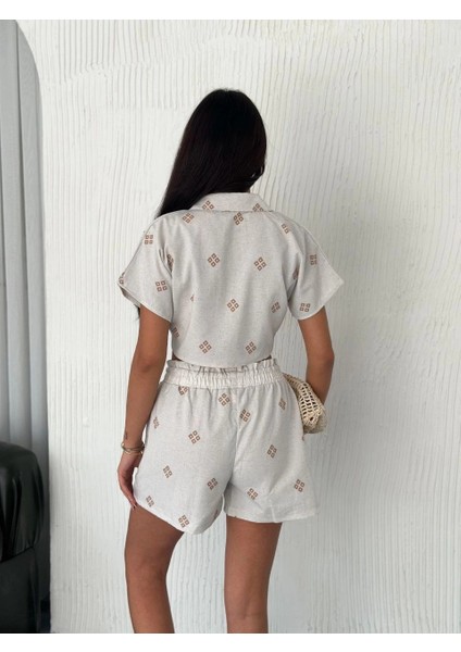 Mtxdpn Gömlek Şort Keten Takım S1052-1056 Beyaz (Beden: L) modelleri