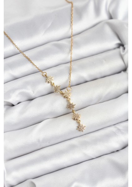 Bfs 316L Çelik Zincir Gold Renk Kutup Yıldızı Model Kadın Kolye