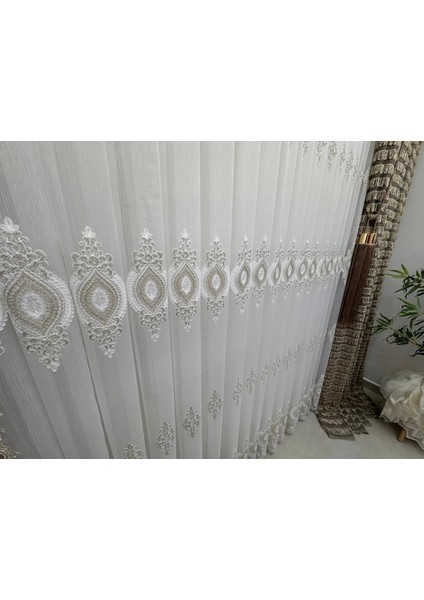 Nivemeshome 3767 Serap Gold 1/3 Pileli Bambu Tül Perde fırsatları