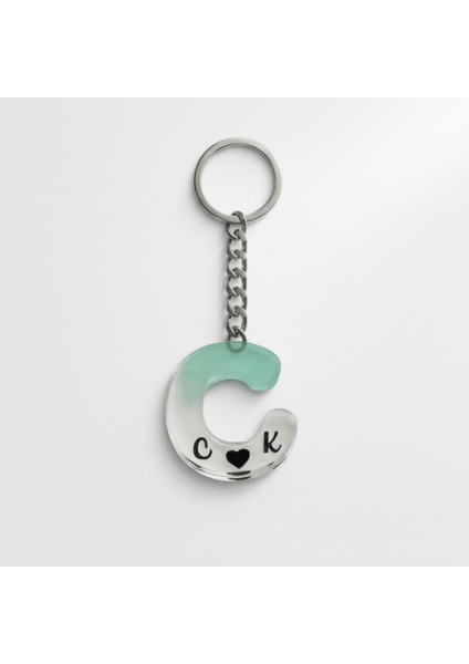 C Harfi - Kişiye Özel - Epoksi Reçine Anahtarlık - El Yapımı - Çelik Tokalı