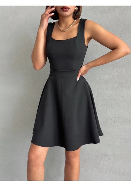 Mtxdpn Kadın Kare Yaka Kısa Elbise S251188 Siyah (Beden: M) fiyatları