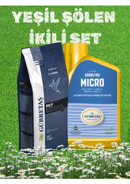 Yeşil Şölen Ikili Set Bitki Çiçek Ağaç Bakım Gübre Seti 0.52.34 Mkp 1 kg + Micro 1 Lt