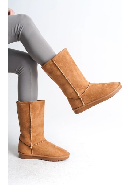 Freya Bağcıksız Düz Taban Içi Kürklü Süet Kadın Bot Stt - Taba fırsatları