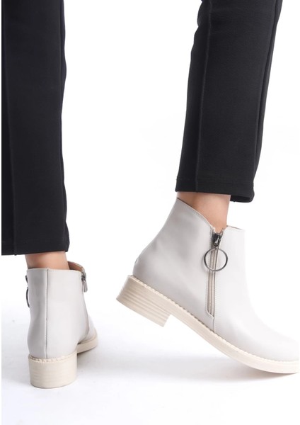 Margaret Fermuarlı Ortopedik Taban Topuklu Kadın Bot Ckt - Krem modelleri