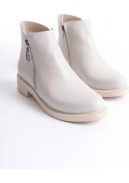 Margaret Fermuarlı Ortopedik Taban Topuklu Kadın Bot Ckt - Krem fırsatları