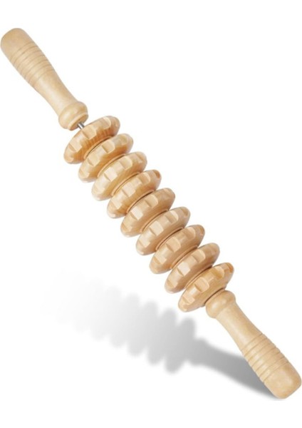 Düz 12 Tekerlekli Ahşap Gua Sha Masaj Çubuğu. Lenf Drenajı ve Selülit Karşıtı Masaj Roller