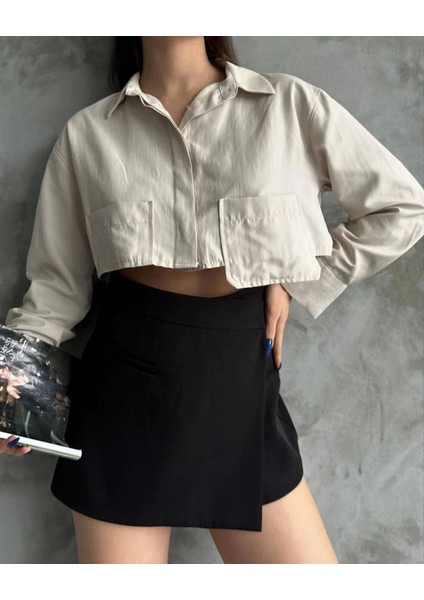 Mtxdpn Poplin Crop Gömlek Bej S3060 (Beden: 40) fiyatları