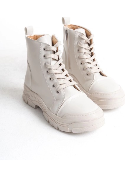 Bloom Bağcıklı Fermuarlı Ortopedik Taban Kadın Bot Ckt - Krem indirimleri