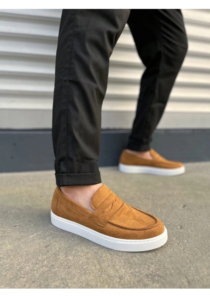 JY180 Estilo x Bağcıksız Süet Erkek Günlük Spor Klasik Ayakkabı Sbt - Taba