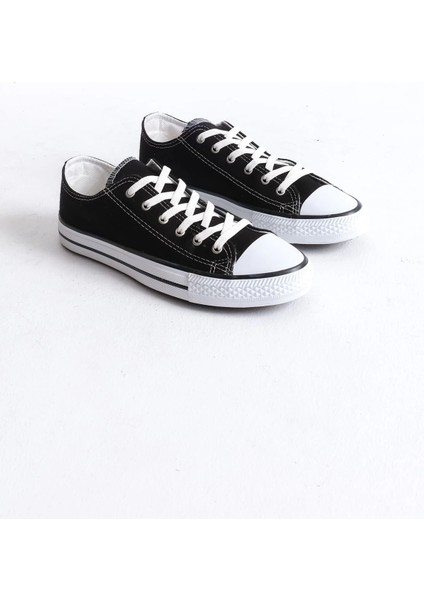 JY0422 Luke Bağcıklı Keten Kumaş Erkek Günlük Sneaker Ayakkabı Kbt - Siyah fırsatları