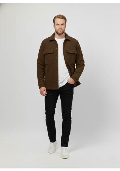 Erkek Mevsimlik Spor Kesim Mont Çıtçıtlı Ceket Polar Erkek Gömlek