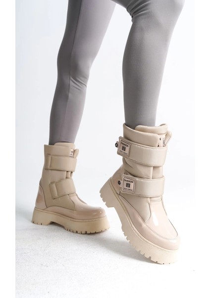 Elısa Cırt Cırtlı Paraşüt Kumaş Rugan Kadın Bot Rkt - Krem fiyatları