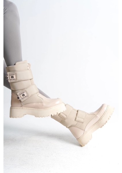 Elısa Cırt Cırtlı Paraşüt Kumaş Rugan Kadın Bot Rkt - Krem fırsatları