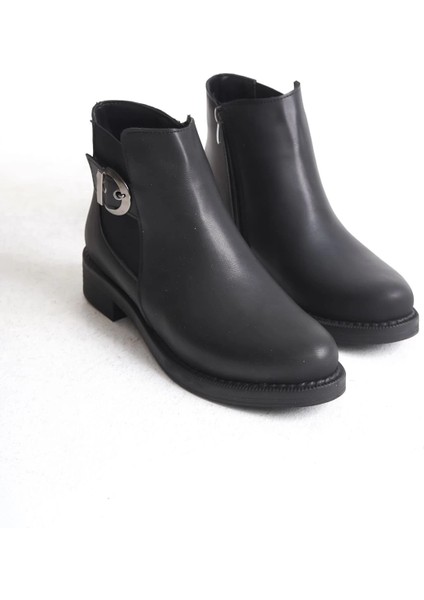 Luna Fermuarlı Lastikli Ortopedik Taban Topuklu Kadın Bot Cst - Siyah indirimleri