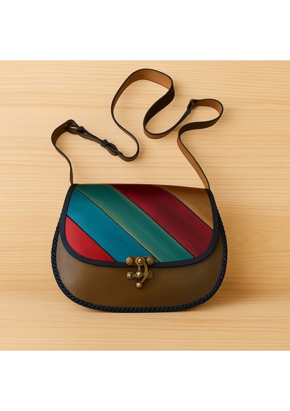 El Yapımı Hakiki Deri Renkli Bohem Kadın Crossbody Çanta - El Boyaması Sanatsal Tasarım - Doğa Dostu Antika Tokalı Giyilebilir Sanat fiyatları