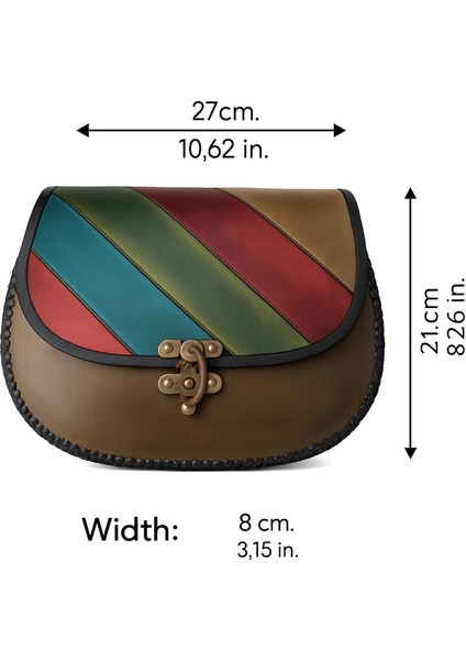 El Yapımı Hakiki Deri Renkli Bohem Kadın Crossbody Çanta - El Boyaması Sanatsal Tasarım - Doğa Dostu Antika Tokalı Giyilebilir Sanat fırsatları